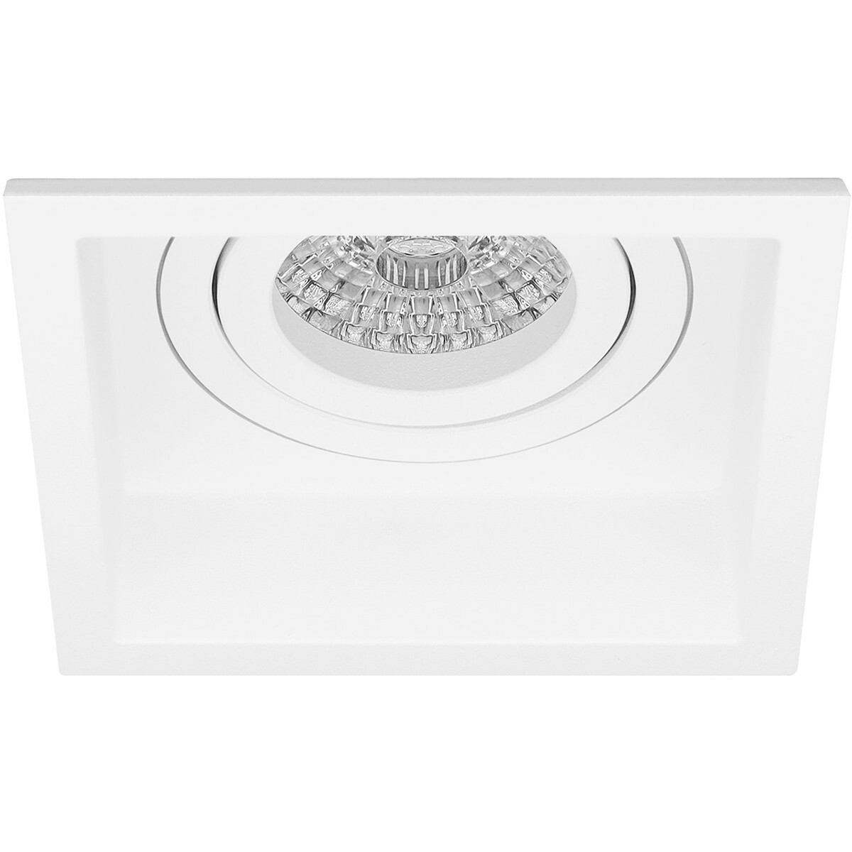 Set de spots LED - Aigi - Pragmi Domy Pro - Douille GU10 - Carré Encastré - Mat Blanc - 6W - Blanc Froid 6400K - Encastré - Inclinable - 105mm