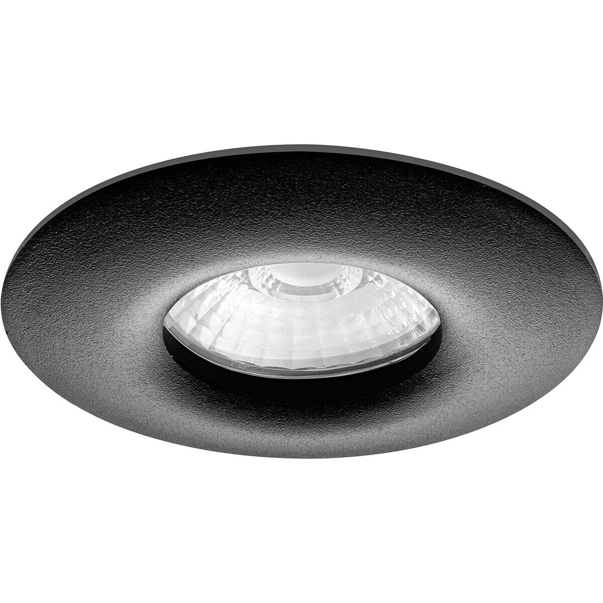 Set de spots LED - Pragmi Luno Pro - Étanche IP65 - Douille GU10 - Rond Encastré - Mat Noir - 4W - Blanc Froid 6400K - Ø82mm