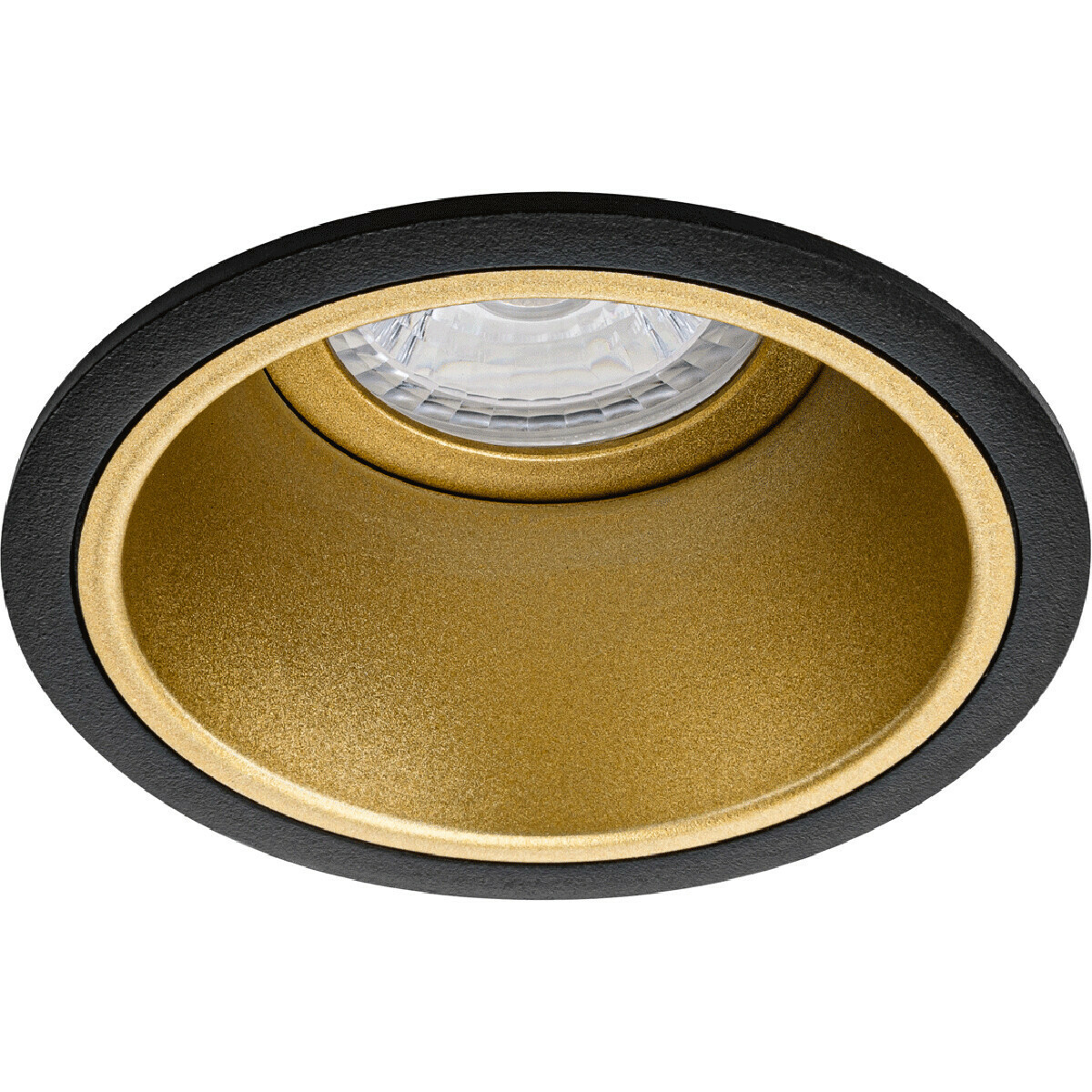 Set de spots LED - Pragmi Minko Pro - Douille GU10 - Dimmable - Rond Encastré - Mat Noir/Or - 6W - Blanc Froid 6400K - Encastré - Ø90mm