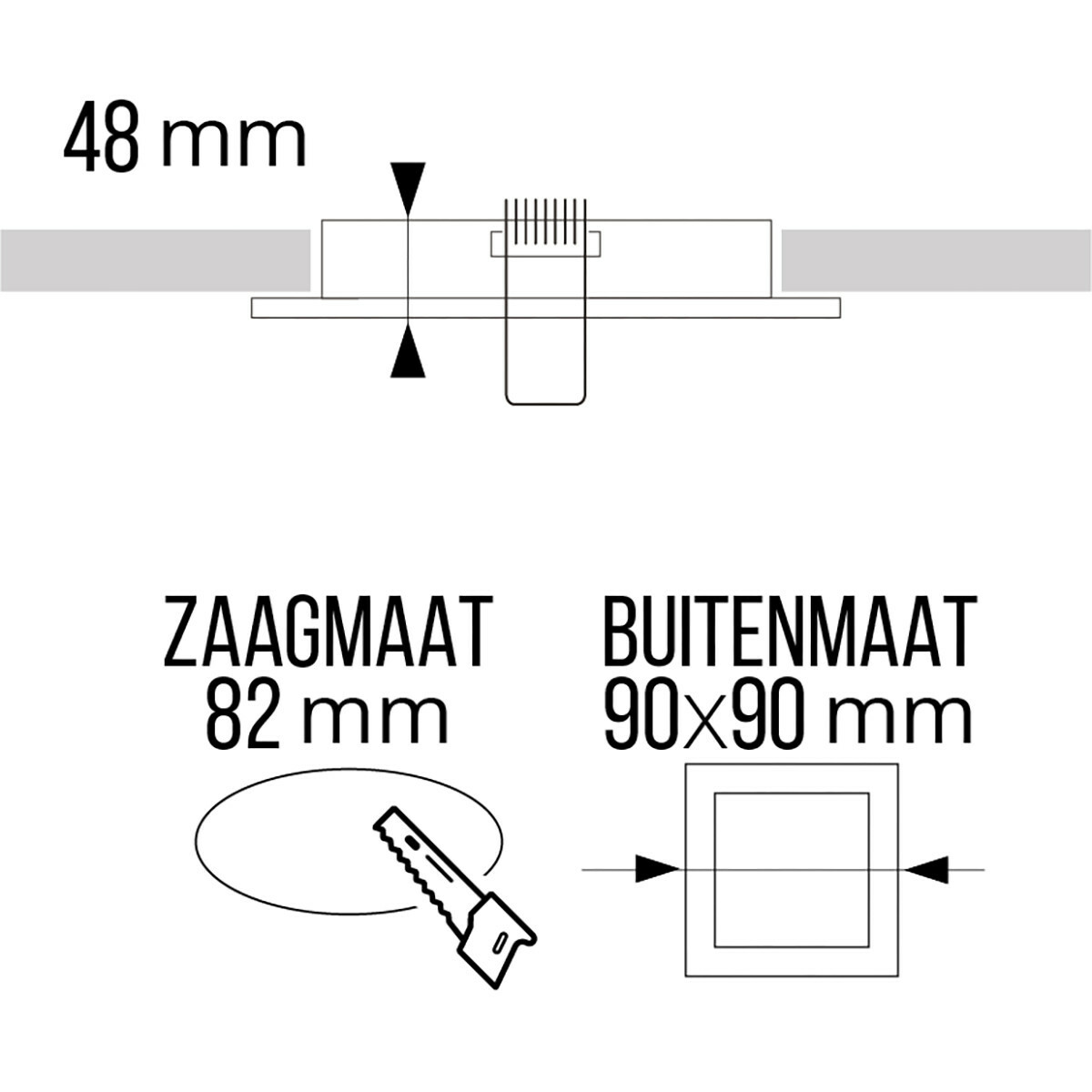 Set de spots LED - Pragmi Minko Pro - Douille GU10 - Carré Encastré - Mat Blanc - 4W - Blanc Chaud 3000K - Encastré - 90mm