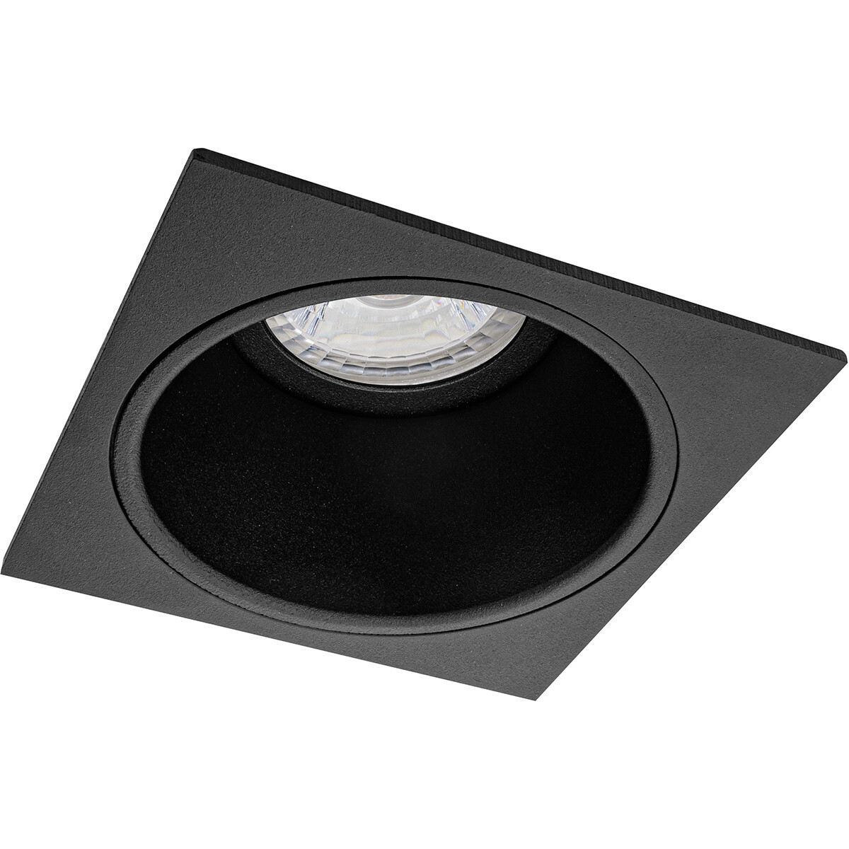 Set de spots LED - Pragmi Minko Pro - Douille GU10 - Carré Encastré - Mat Noir - 4W - Blanc Chaud 3000K - Encastré - 90mm