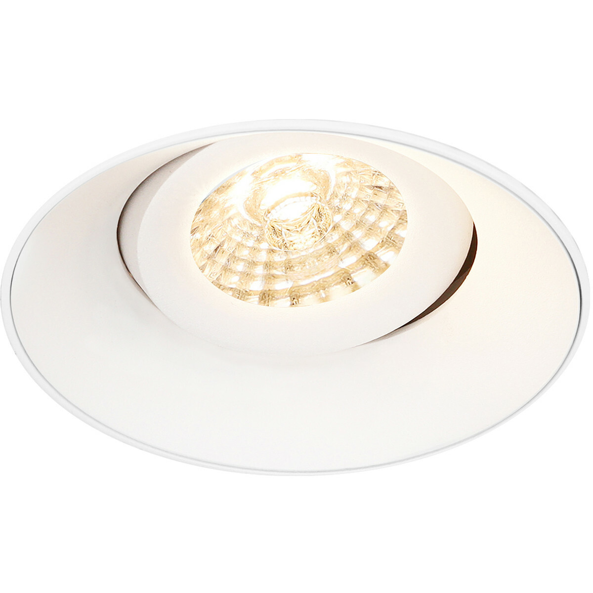 Set de spots LED - Pragmi Nivas Pro - Douille GU10 - Rond Encastré - Mat Blanc - 4W - Blanc Chaud 3000K - Sans Cadre - Inclinable - Ø150mm