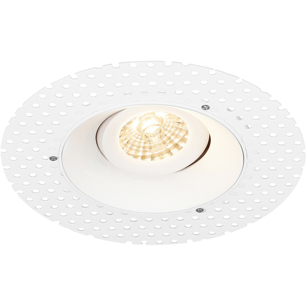 Set de spots LED - Pragmi Nivas Pro - Douille GU10 - Rond Encastré - Mat Blanc - 4W - Blanc Chaud 3000K - Sans Cadre - Inclinable - Ø150mm