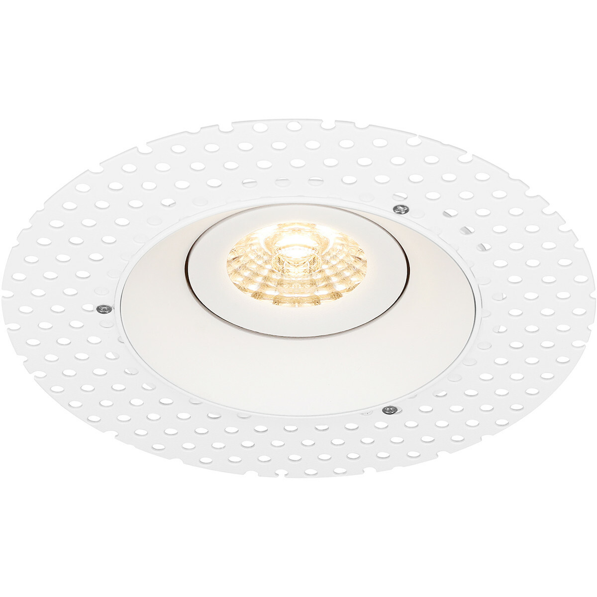 Set de spots LED - Pragmi Nivas Pro - Douille GU10 - Rond Encastré - Mat Blanc - 4W - Blanc Chaud 3000K - Sans Cadre - Inclinable - Ø150mm