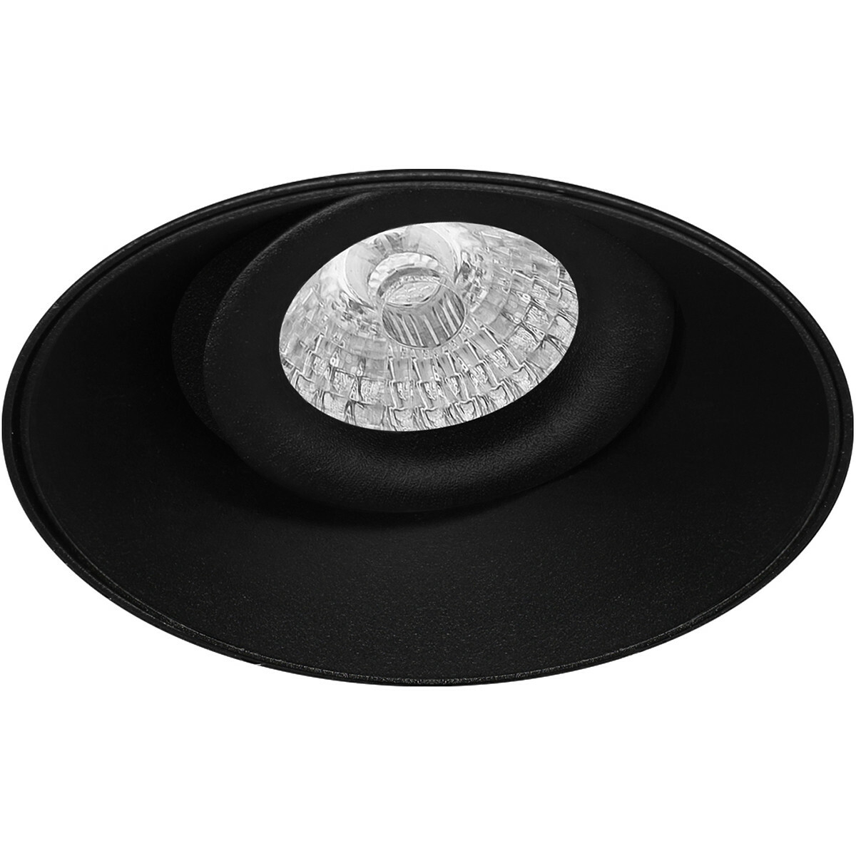 Set de spots LED - Pragmi Nivas Pro - Douille GU10 - Rond Encastré - Mat Noir - 4W - Blanc Chaud 3000K - Sans Cadre - Inclinable - Ø150mm