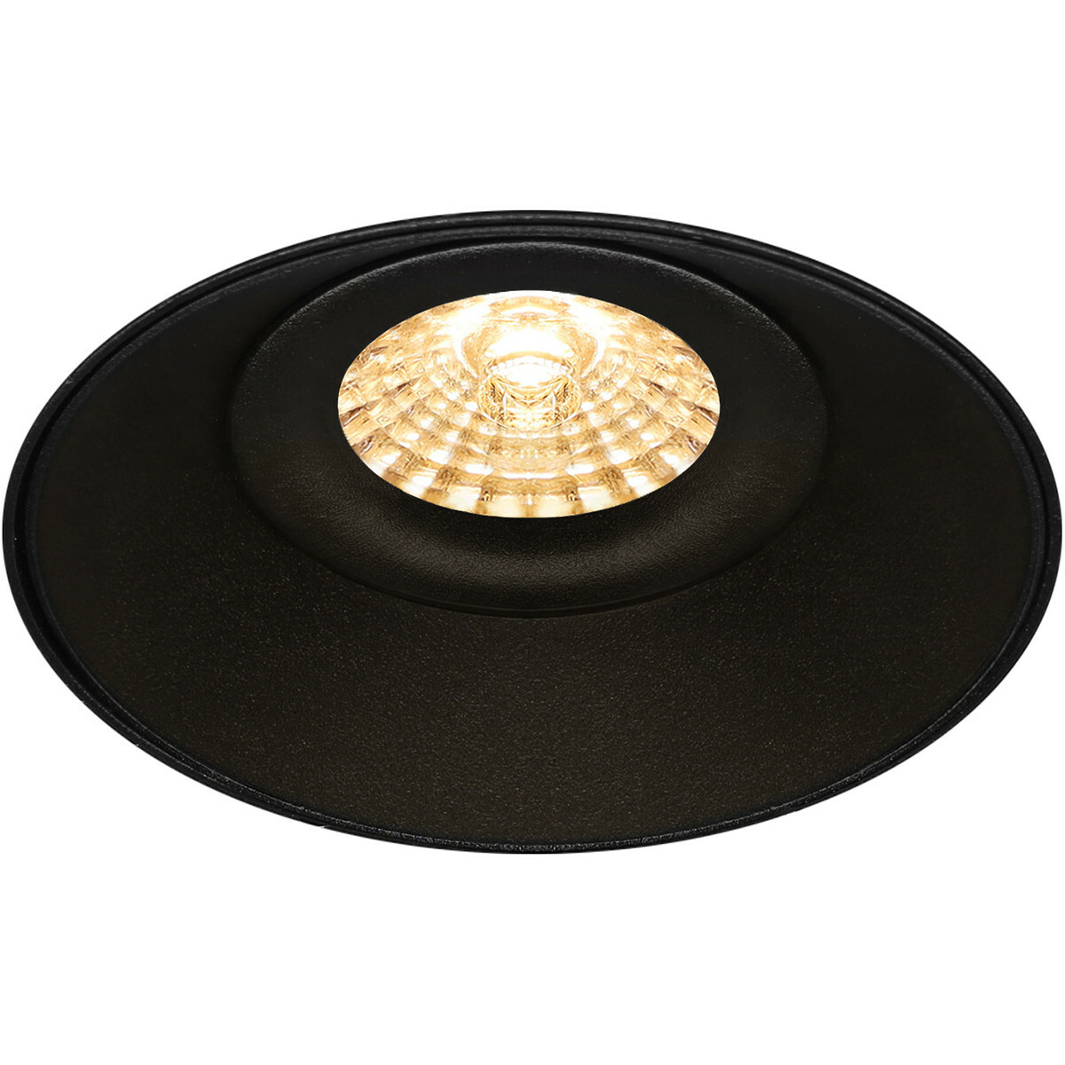 Set de spots LED - Pragmi Nivas Pro - Douille GU10 - Rond Encastré - Mat Noir - 4W - Blanc Chaud 3000K - Sans Cadre - Inclinable - Ø150mm