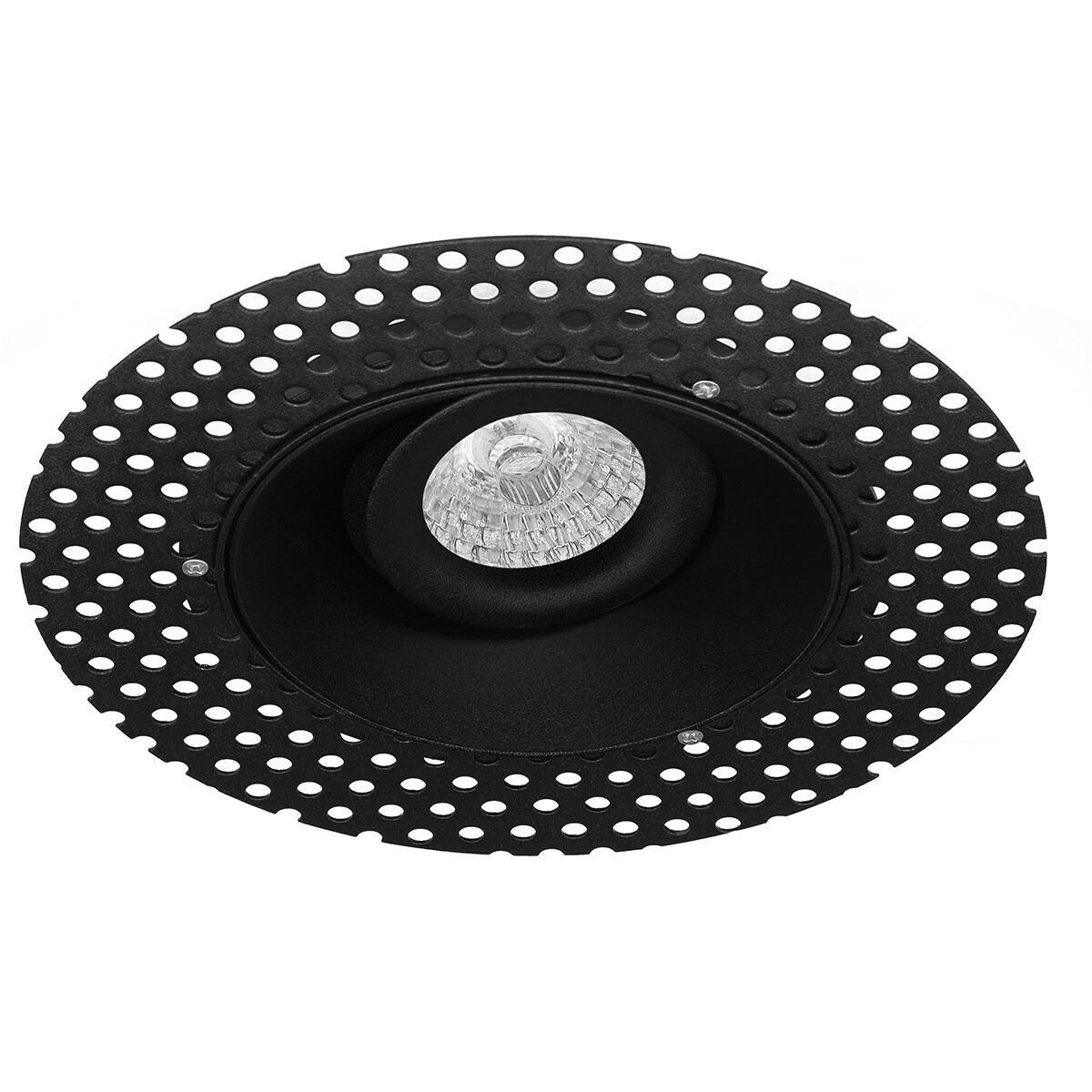 Set de spots LED - Pragmi Nivas Pro - Douille GU10 - Rond Encastré - Mat Noir - 4W - Blanc Chaud 3000K - Sans Cadre - Inclinable - Ø150mm