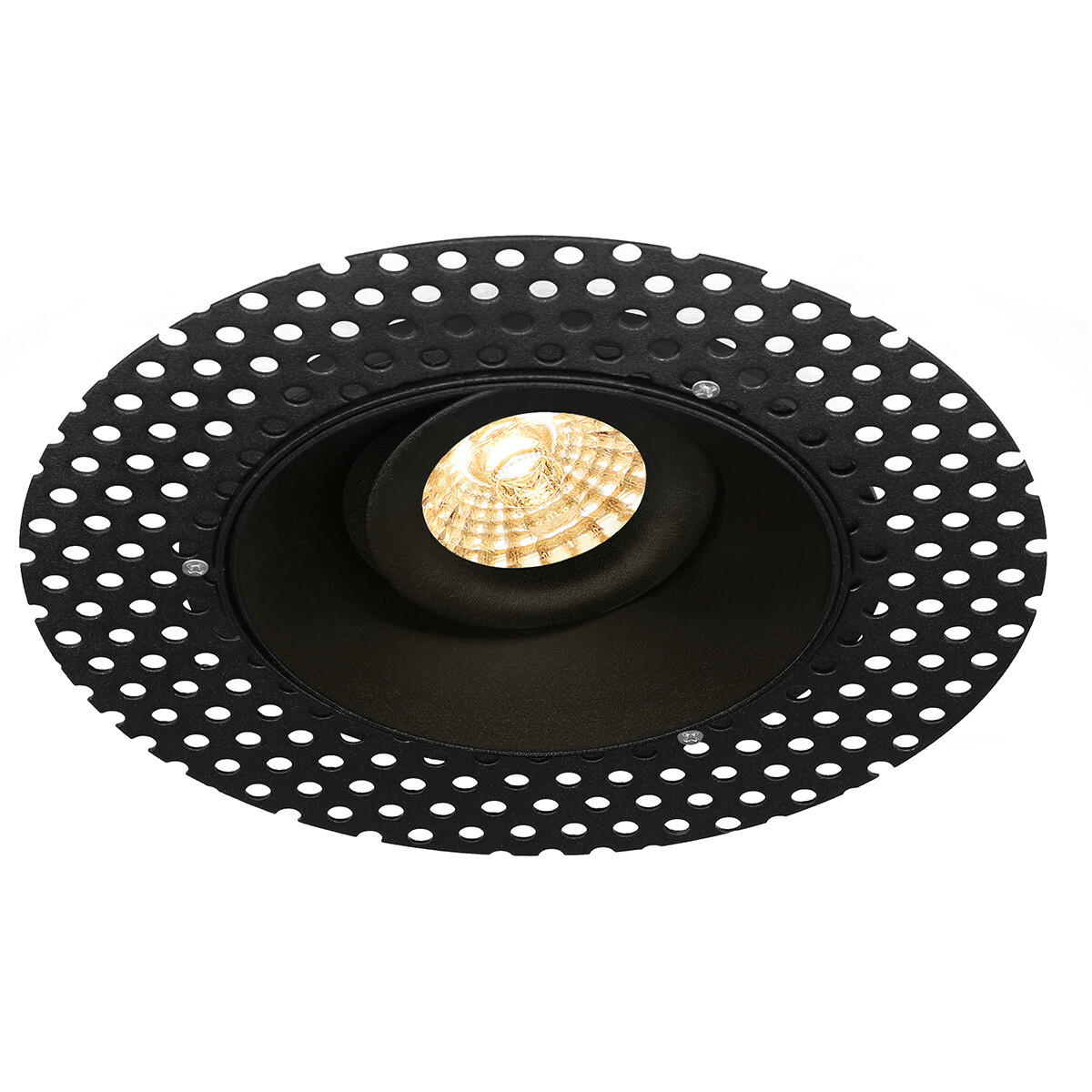 Set de spots LED - Pragmi Nivas Pro - Douille GU10 - Rond Encastré - Mat Noir - 4W - Blanc Chaud 3000K - Sans Cadre - Inclinable - Ø150mm