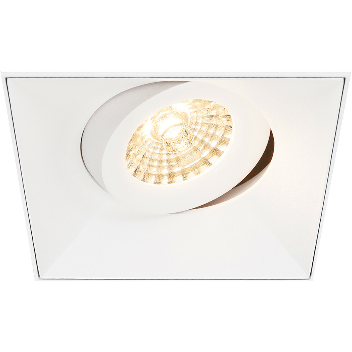 Set de spots LED - Pragmi Nivas Pro - Douille GU10 - Carré Encastré - Mat Blanc - 4W - Blanc Chaud 3000K - Sans Cadre - Inclinable - 150mm