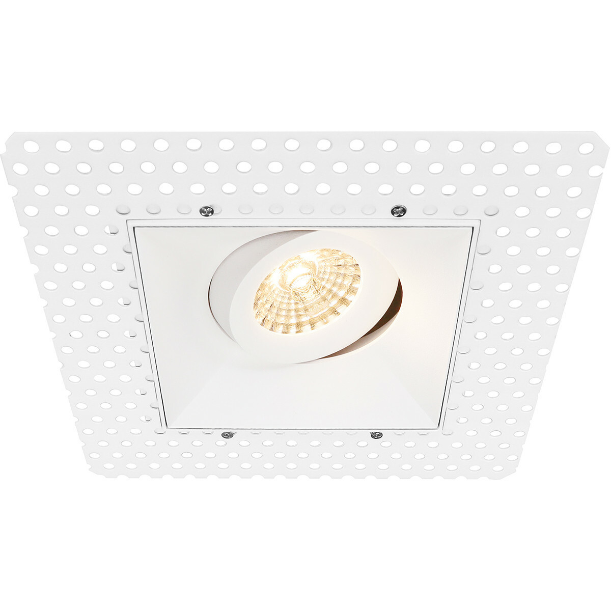 Set de spots LED - Pragmi Nivas Pro - Douille GU10 - Carré Encastré - Mat Blanc - 4W - Blanc Chaud 3000K - Sans Cadre - Inclinable - 150mm