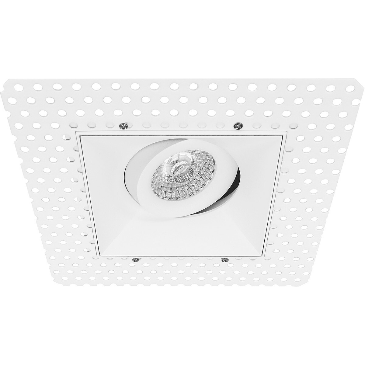 Set de spots LED - Pragmi Nivas Pro - Douille GU10 - Carré Encastré - Mat Blanc - 4W - Blanc Chaud 3000K - Sans Cadre - Inclinable - 150mm