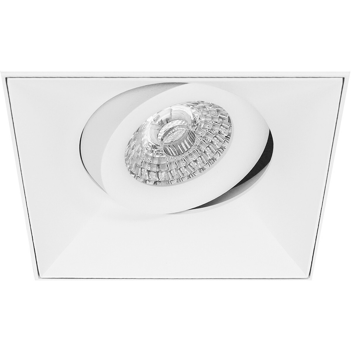 Set de spots LED - Aigi - Pragmi Nivas Pro - Douille GU10 - Carré Encastré - Mat Blanc - 6W - Blanc Froid 6400K - Sans Cadre - Inclinable - 150mm