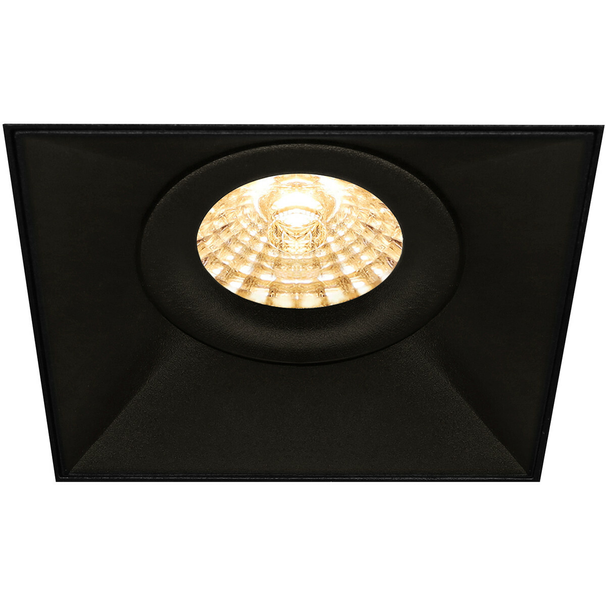 Set de spots LED - Pragmi Nivas Pro - Douille GU10 - Carré Encastré - Mat Noir - 4W - Blanc Chaud 3000K - Sans Cadre - Inclinable - 150mm