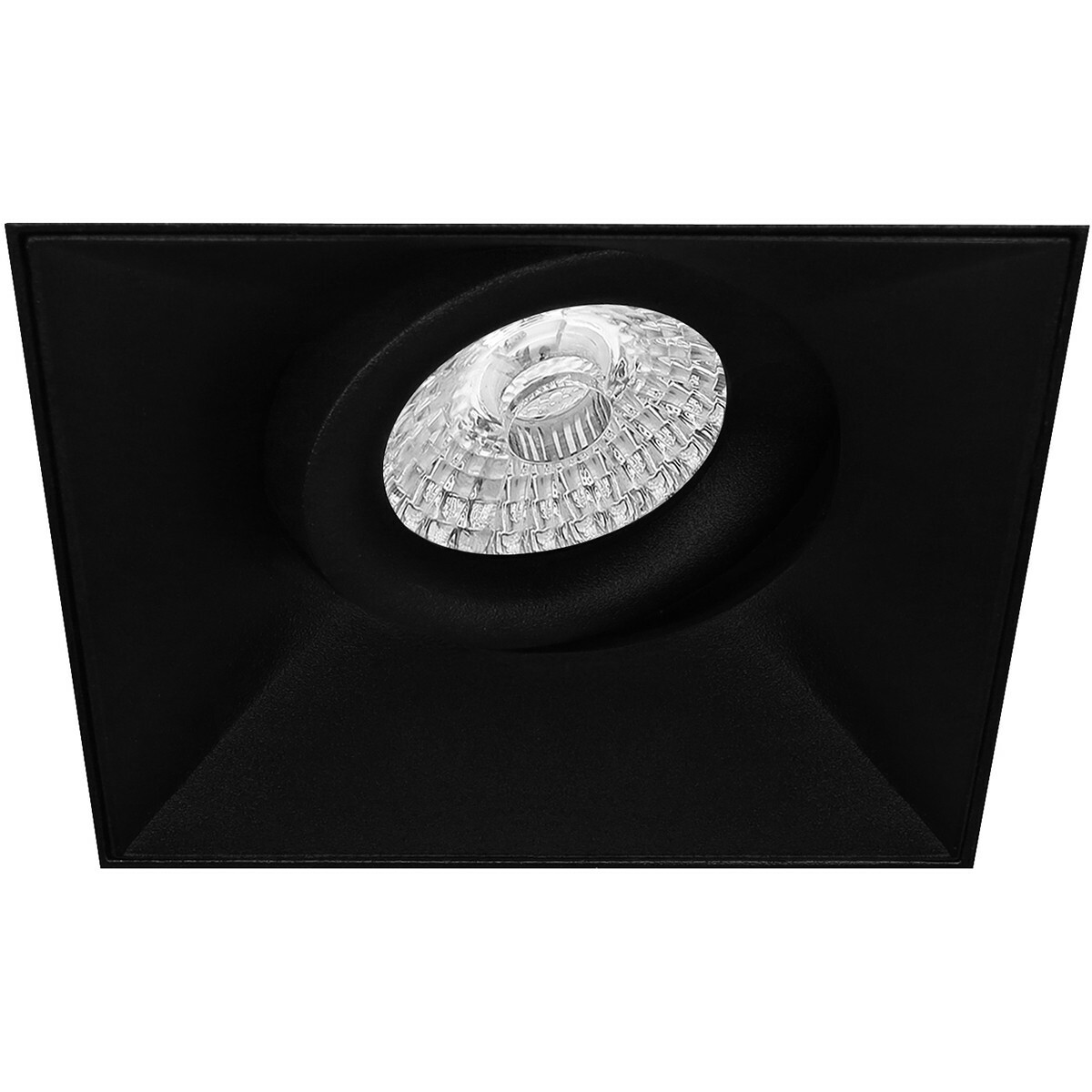 Set de spots LED - Pragmi Nivas Pro - Douille GU10 - Carré Encastré - Mat Noir - 6W - Blanc Neutre 4200K - Sans Cadre - Inclinable - 150mm