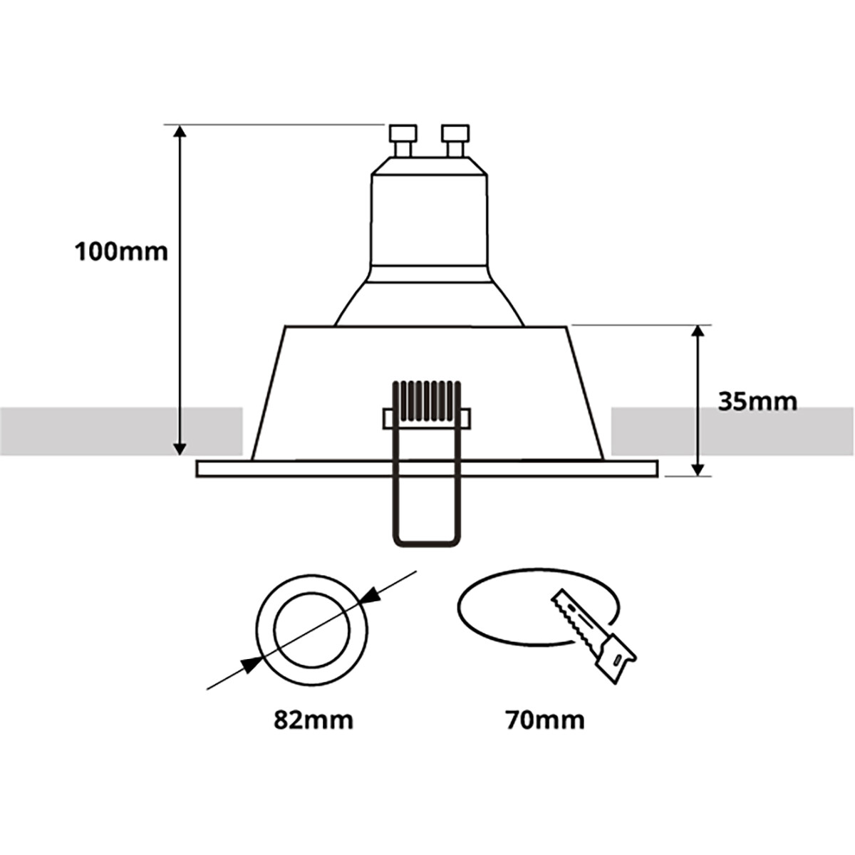 Set de spots LED - Pragmi Pollon Pro - Douille GU10 - Dimmable - Rond Encastré - Mat Or - 6W - Blanc Neutre 4200K - Encastré - Ø82mm