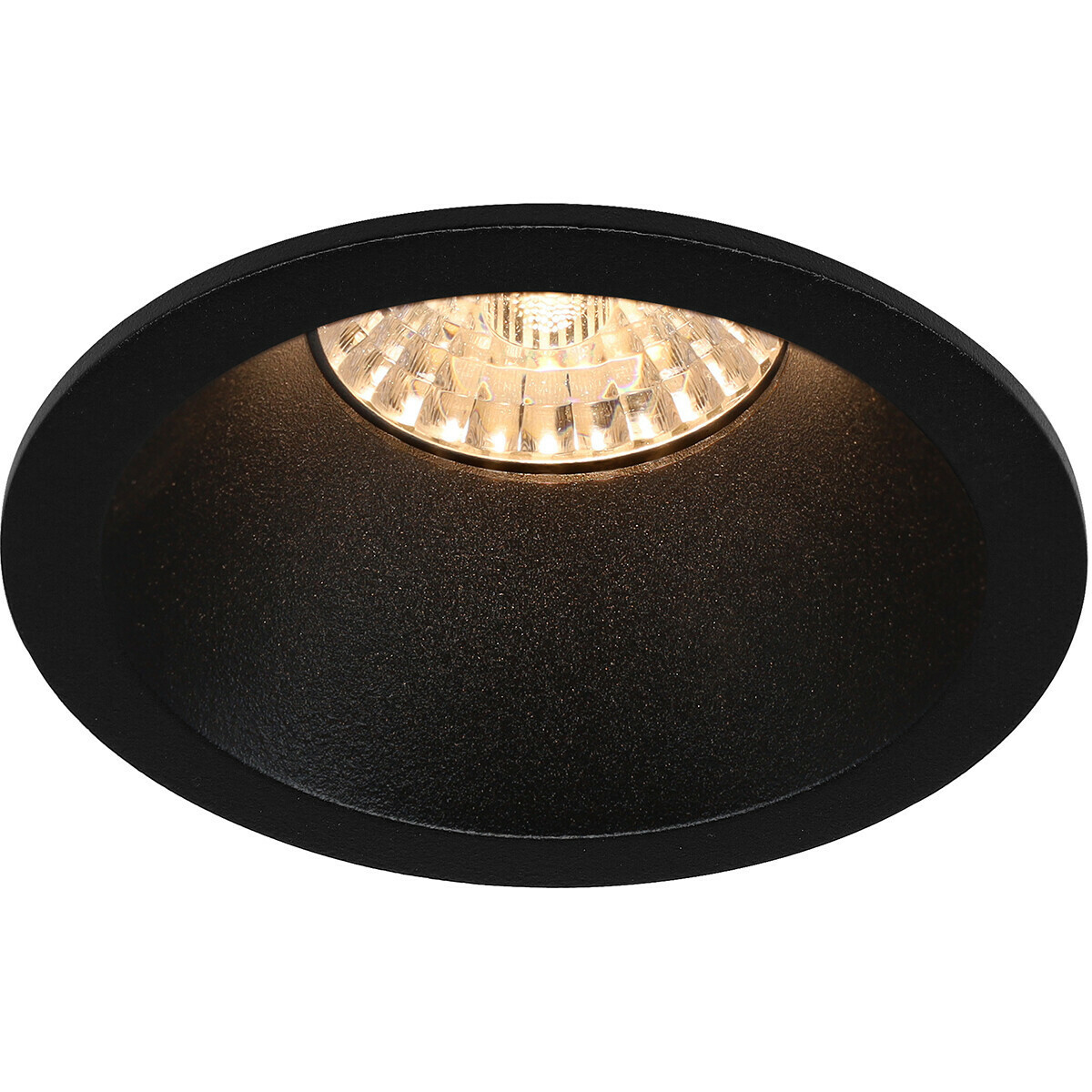 Set de spots LED - Pragmi Pollon Pro - Douille GU10 - Rond Encastré - Mat Noir - 4W - Blanc Chaud 3000K - Encastré - Ø82mm