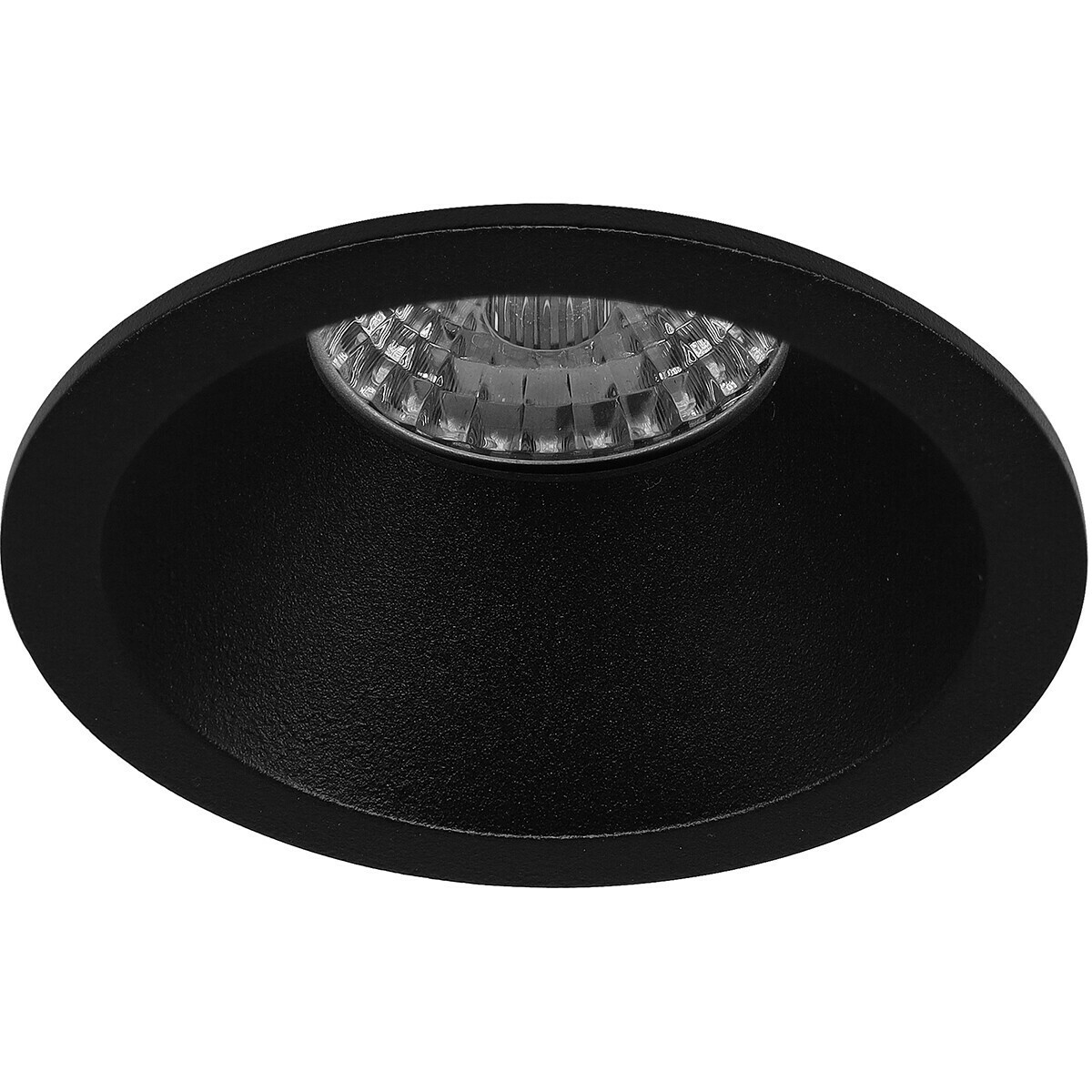 Set de spots LED - Pragmi Pollon Pro - Douille GU10 - Dimmable - Rond Encastré - Mat Noir - 6W - Blanc Neutre 4200K - Encastré - Ø82mm