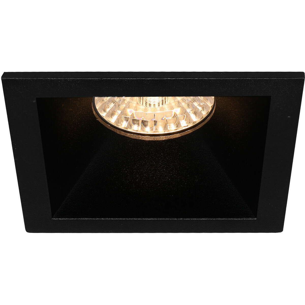 Set de spots LED - Pragmi Pollon Pro - Douille GU10 - Dimmable - Carré Encastré - Mat Noir - 6W - Blanc Neutre 4200K - Encastré - 82mm