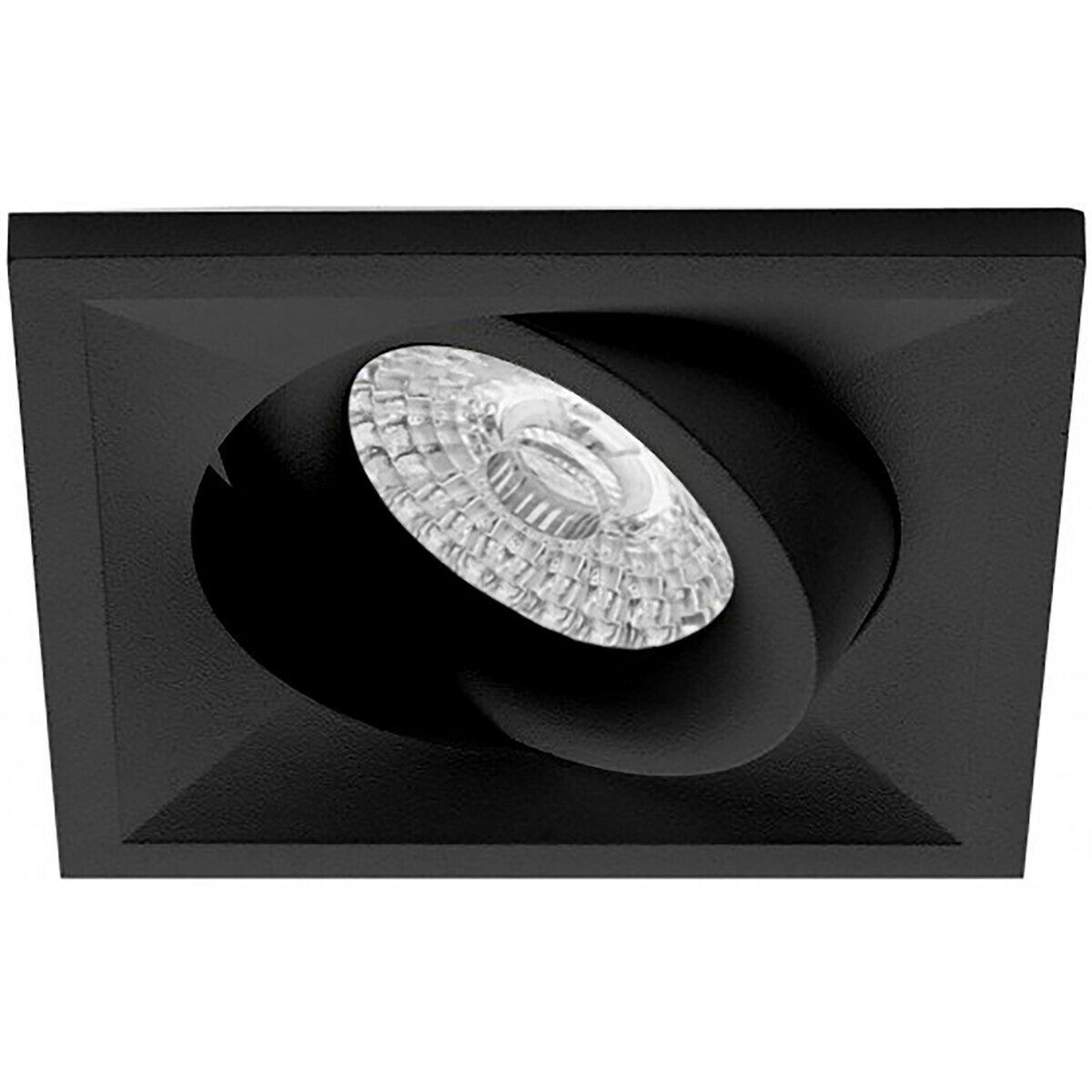 Set de spots LED - Pragmi Qiundo Pro - Douille GU10 - Carré Encastré - Mat Noir - 4W - Blanc Chaud 3000K - Inclinable - 80mm