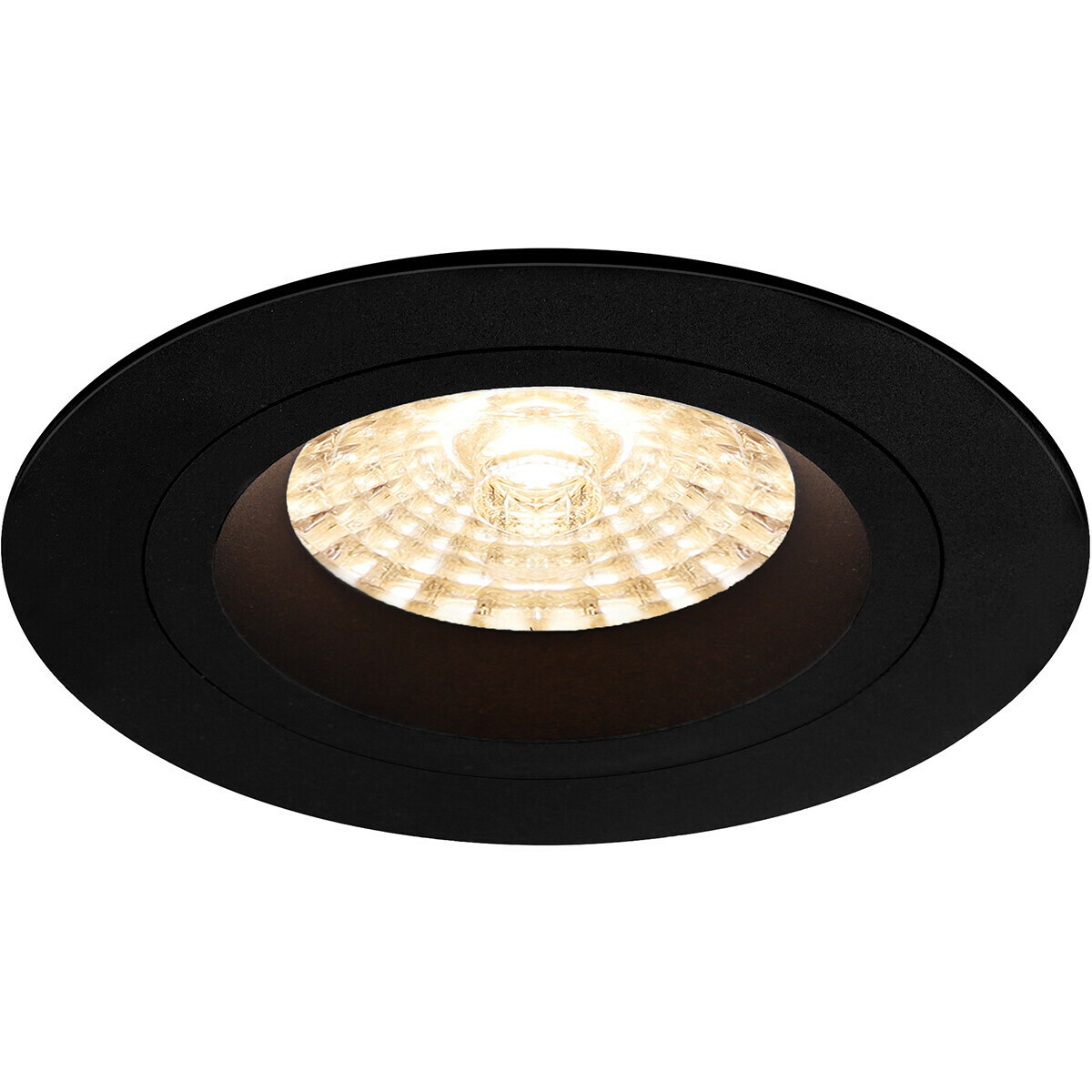 Set de spots LED - Pragmi Rodos Pro - Douille GU10 - Rond Encastré - Mat Noir - 4W - Blanc Neutre 4200K - Ø93mm