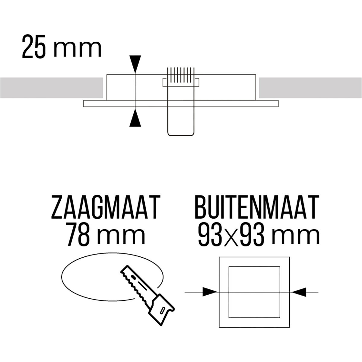 Set de spots LED - Pragmi Rodos Pro - Douille GU10 - Carré Encastré - Mat Blanc - 4W - Blanc Chaud 3000K - 93mm