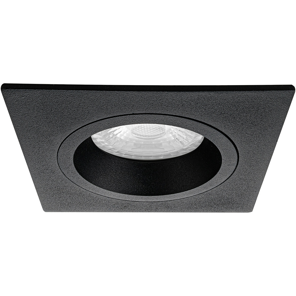 Set de spots LED - Pragmi Rodos Pro - Douille GU10 - Dimmable - Carré Encastré - Mat Noir - 6W - Blanc Froid 6400K - 93mm