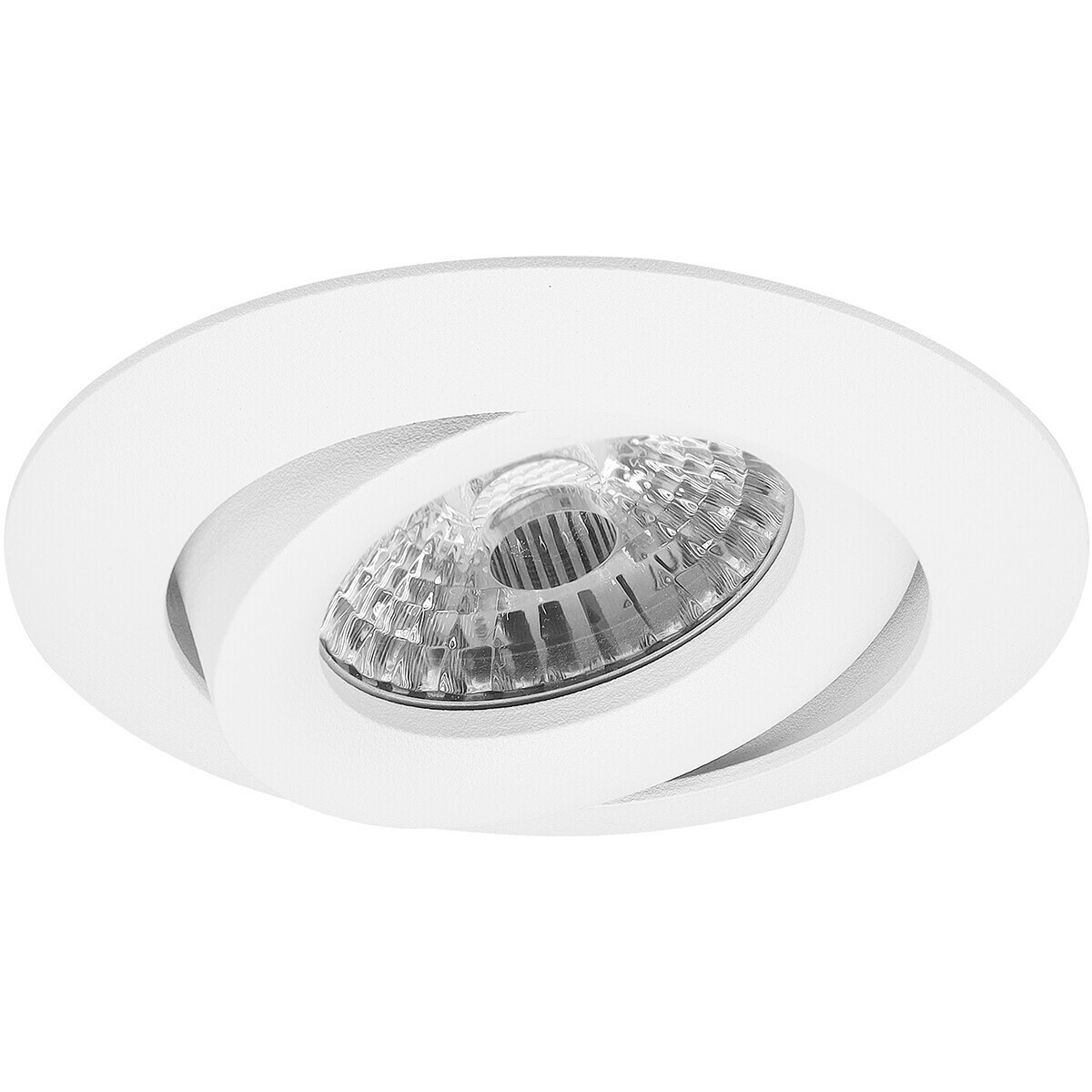 Set de spots LED - Aigi - Pragmi Uranio Pro - Douille GU10 - Rond Encastré - Mat Blanc - 6W - Blanc Froid 6400K - Inclinable - Ø82mm