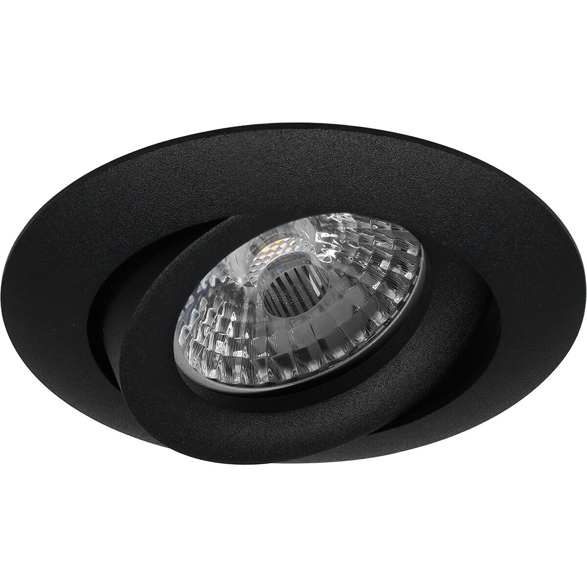 Set de spots LED - Pragmi Uranio Pro - Douille GU10 - Rond Encastré - Mat Noir - 4W - Blanc Neutre 4200K - Inclinable - Ø82mm