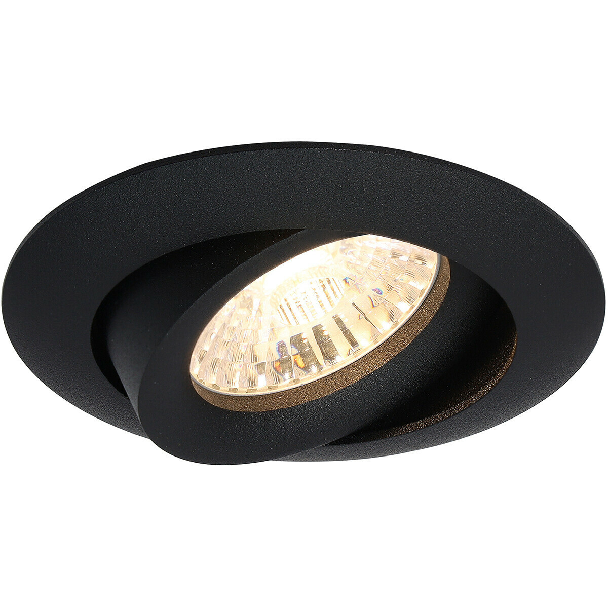 Set de spots LED - Pragmi Uranio Pro - Douille GU10 - Rond Encastré - Mat Noir - 4W - Blanc Neutre 4200K - Inclinable - Ø82mm