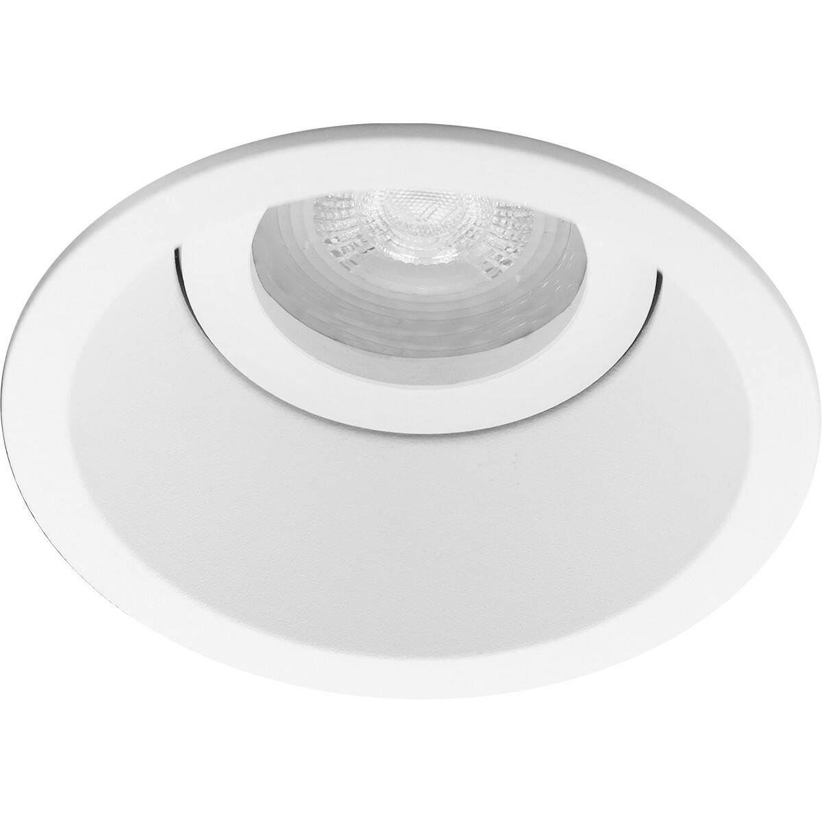 Set de spots LED - Pragmi Zano Pro - Douille GU10 - Rond Encastré - Mat Blanc - 4W - Blanc Chaud 3000K - Inclinable - Ø93mm