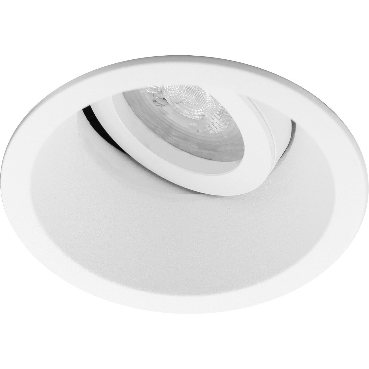 Set de spots LED - Aigi - Pragmi Zano Pro - Douille GU10 - Rond Encastré - Mat Blanc - 8W - Blanc Chaud 3000K - Inclinable - Ø93mm