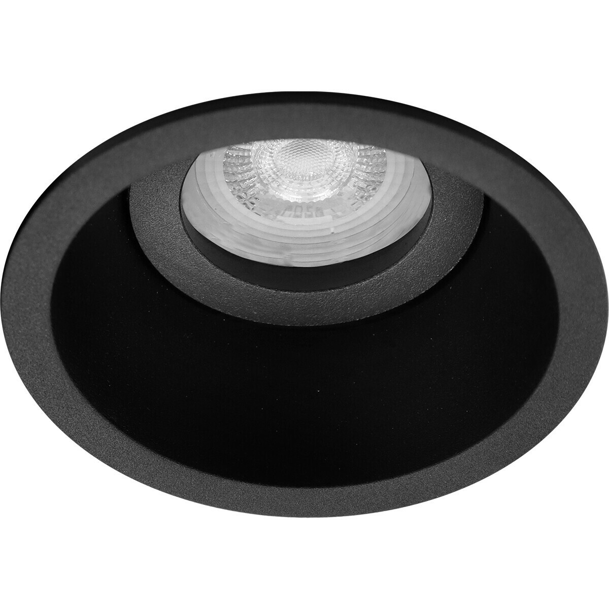 Set de spots LED - Pragmi Zano Pro - Douille GU10 - Rond Encastré - Mat Noir - 4W - Blanc Chaud 3000K - Inclinable - Ø93mm