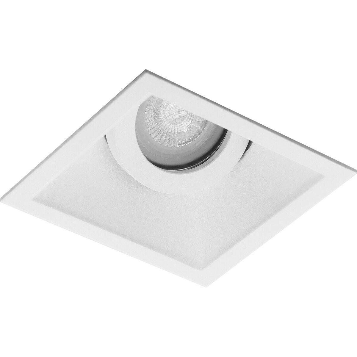 Set de spots LED - Aigi - Pragmi Zano Pro - Douille GU10 - Carré Encastré - Mat Blanc - 8W - Blanc Froid 6400K - Inclinable - 93mm