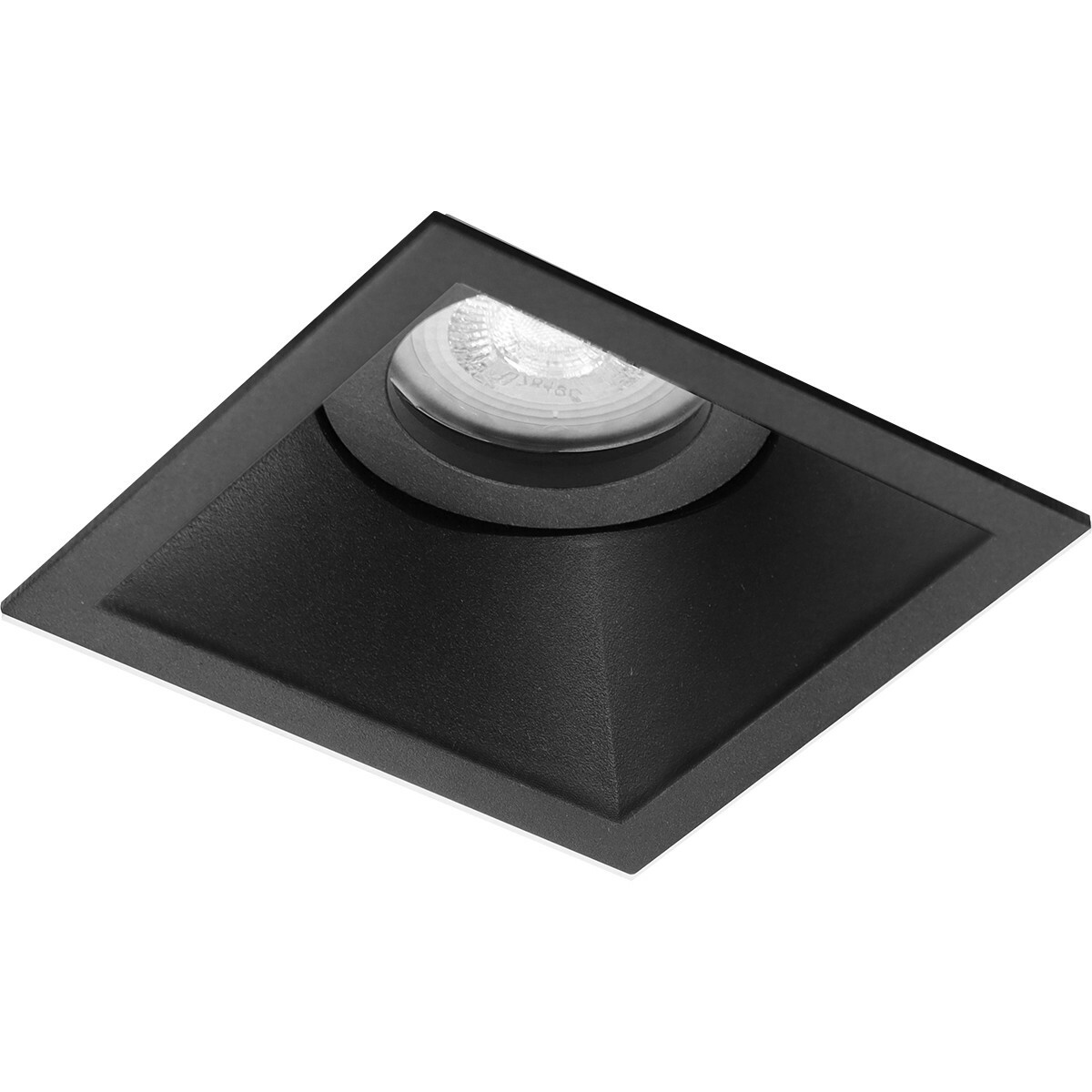 Set de spots LED - Pragmi Zano Pro - Douille GU10 - Carré Encastré - Mat Noir - 4W - Blanc Chaud 3000K - Inclinable - 93mm