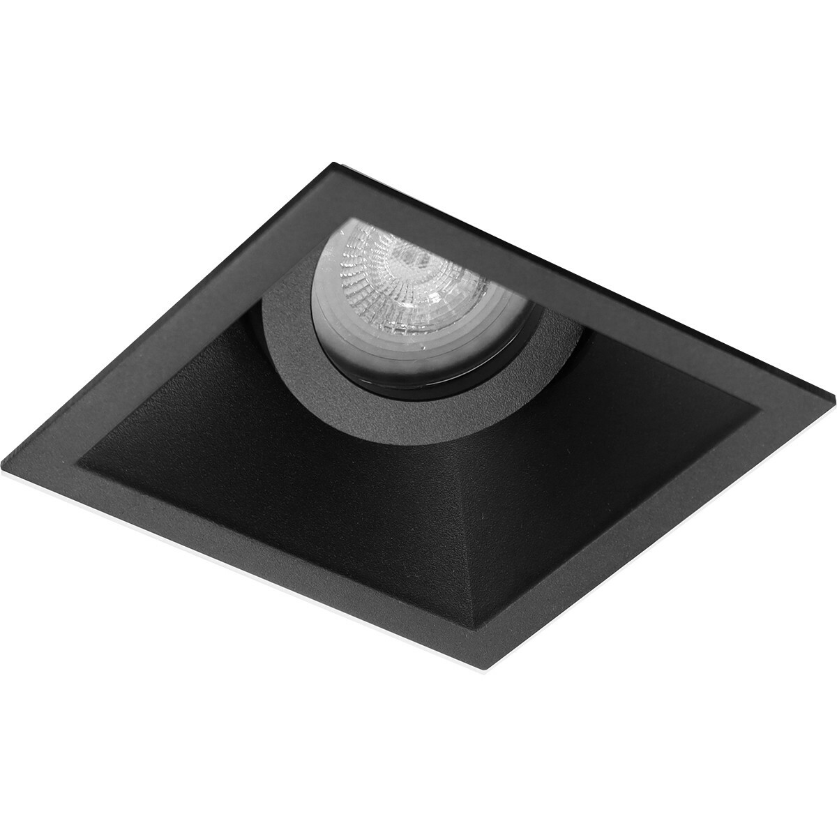 Set de spots LED - Aigi - Pragmi Zano Pro - Douille GU10 - Carré Encastré - Mat Noir - 6W - Blanc Froid 6400K - Inclinable - 93mm