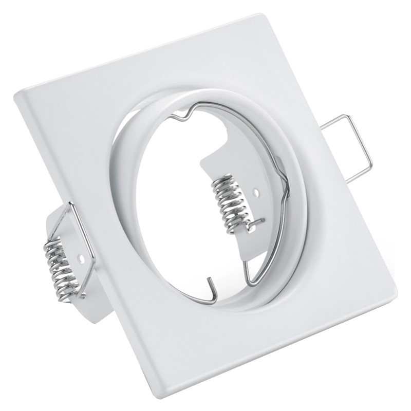 Set de spots LED - Trion - Douille GU10 - Dimmable - Carré Encastré - Mat Blanc - 6W - Blanc Froid 6400K - Inclinable 80mm