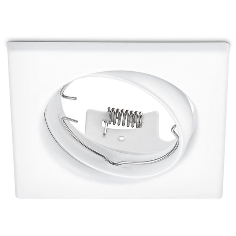 Set de spots LED - Trion - Douille GU10 - Dimmable - Carré Encastré - Mat Blanc - 6W - Blanc Froid 6400K - Inclinable 80mm