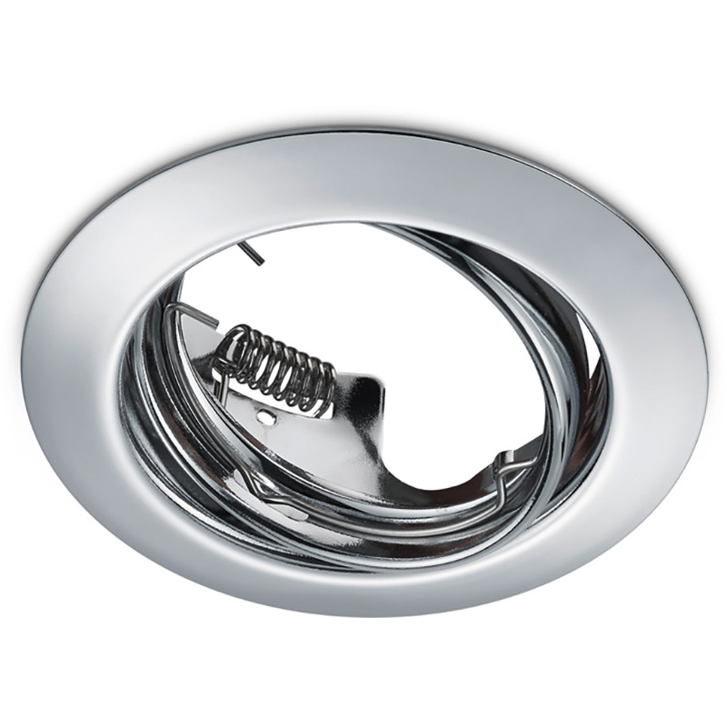 Set de spots LED - Trion - Douille GU10 - Rond Encastré - Chrome Brillant - 4W - Blanc Froid 6400K - Inclinable Ø83mm