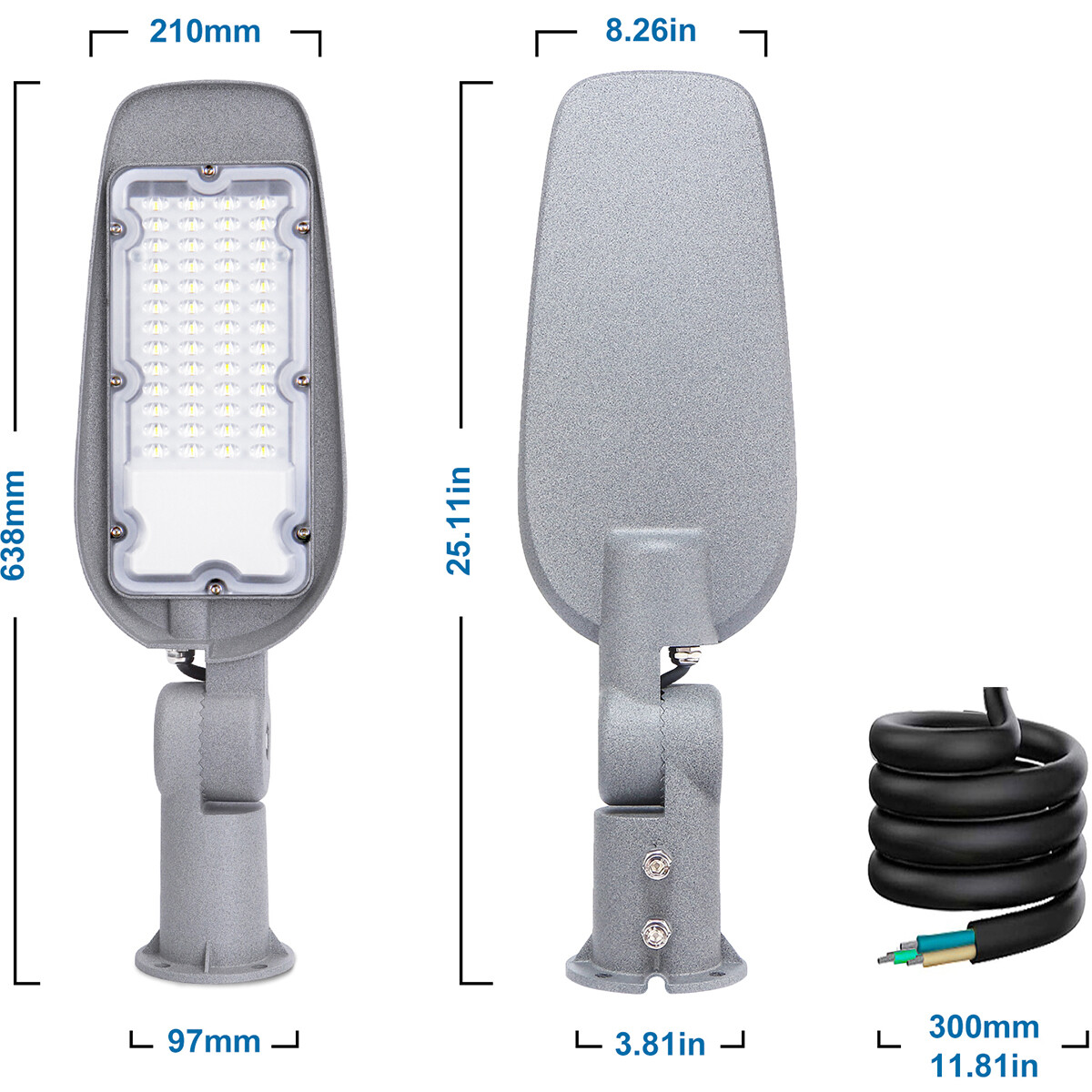 Lampe de rue LED - Éclairage de Rue - Aigi Animo - 150W - Blanc Froid 6500K - Étanche IP65 - Mat Gris - Aluminium