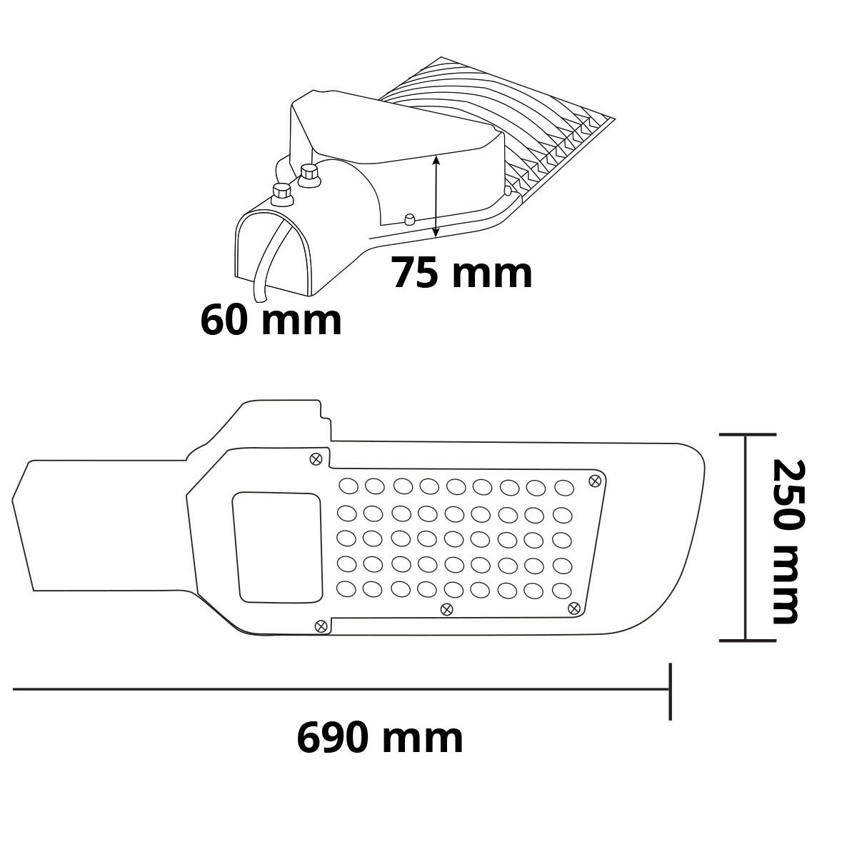 Lampe de rue LED - Éclairage de Rue - Orny - 150W - Blanc Froid 6400K - Étanche IP65 - Mat Noir - Aluminium