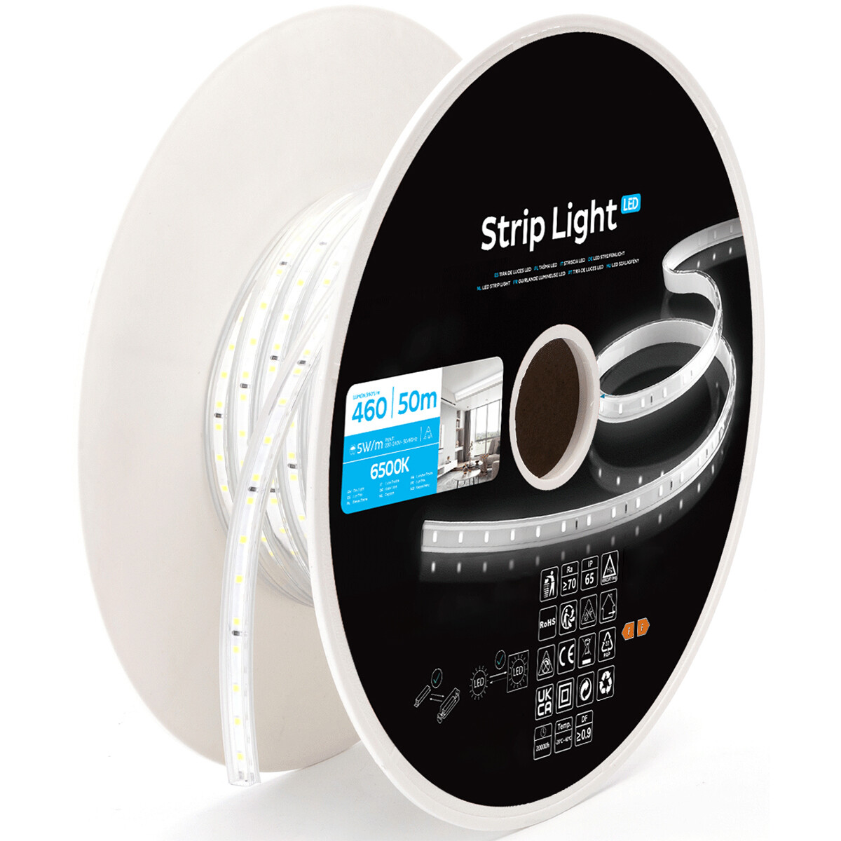 Bande LED - Aigi Drody - 50 Mètres - IP65 Étanche - Blanc Froid 6500K - 2835 SMD 230V