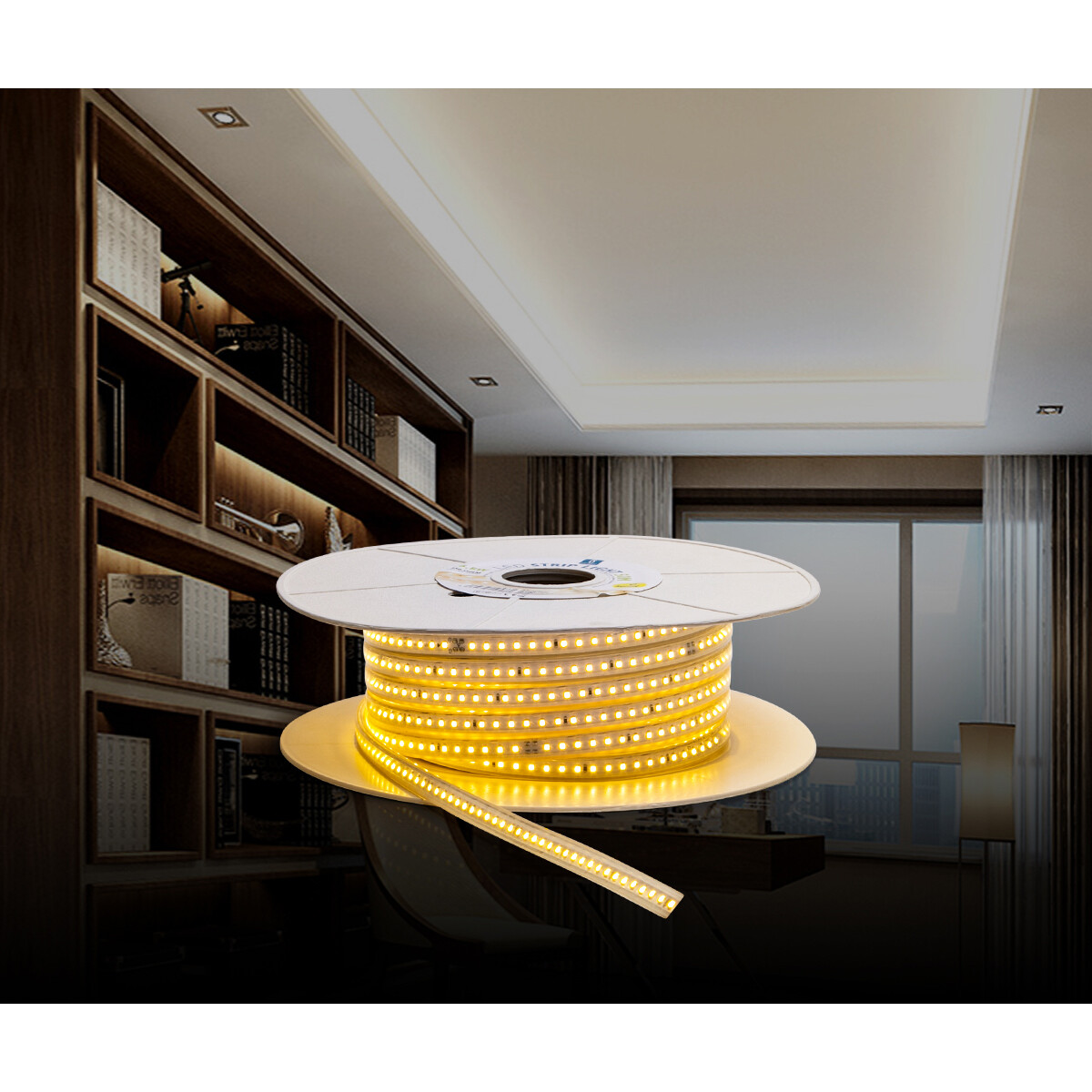 Bande LED - Aigi Stribo - 50 Mètres - IP65 Étanche - Blanc Chaud 3000K - 2835 SMD 230V