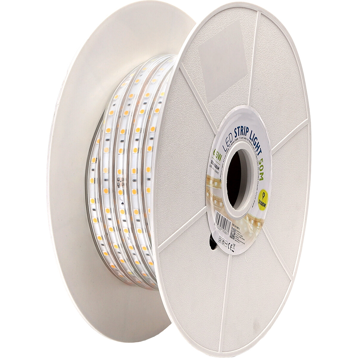 Bande LED - Aigi Stribo - 50 Mètres - IP65 Étanche - Blanc Chaud 3000K - 5050 SMD 230V