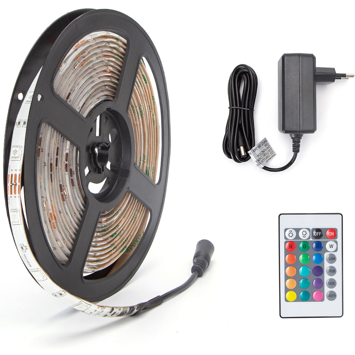 Ensemble de Bande LED - Aigi Stippi - 5 Mètres - 5050-30 - RGB - Étanche IP65 - Télécommande - 12V