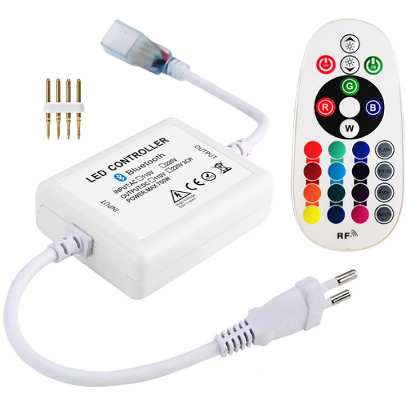 Ensemble de Bande LED - Bande LED Intelligente - 1 Mètre - Changement de Couleur RGB - Télécommande - Dimmable - Étanche IP65 - 230V