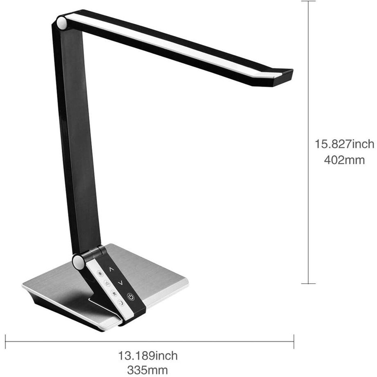 Lampe de bureau LED - Aigi Diplo - 10W - Couleur de lumière ajustable - Dimmable - Rectangle - Mat Noir - Plastique