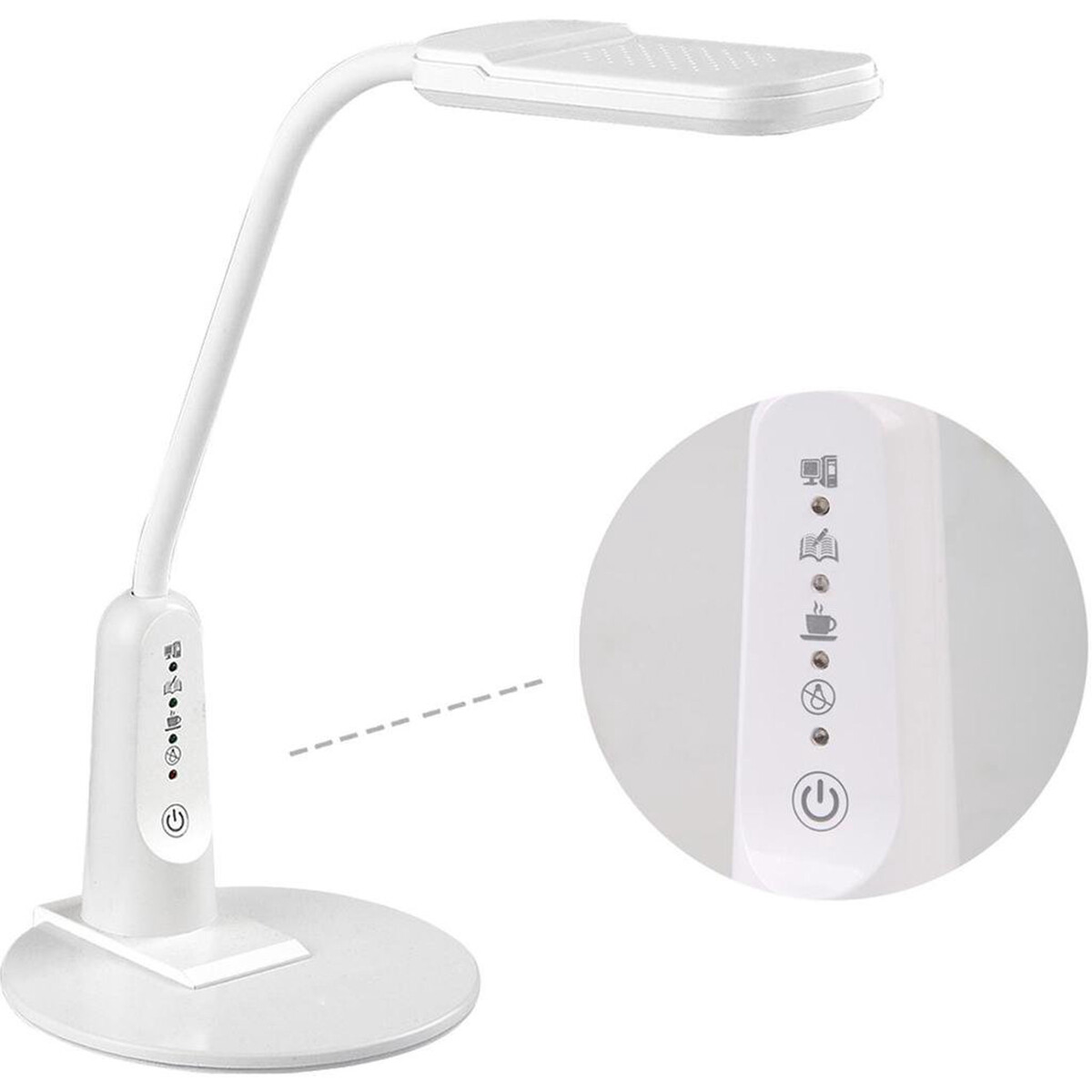 Lampe de bureau LED - Aigi Diplo - 6W - Couleur de lumière ajustable - Dimmable - Rectangle - Mat Blanc - Plastique