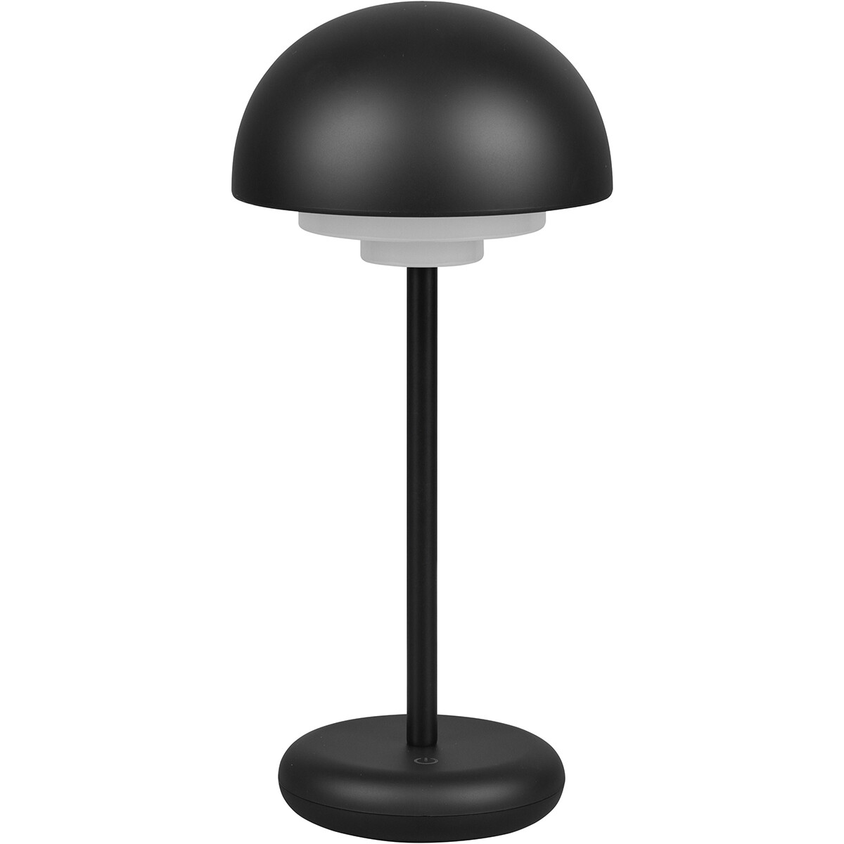 Lampe de Table LED avec Batteries Rechargeables - Trion Berna - 2W - Blanc Chaud 3000K - Étanche aux Éclaboussures IP44 - Dimmable - Rond - Mat Noir - Plastique