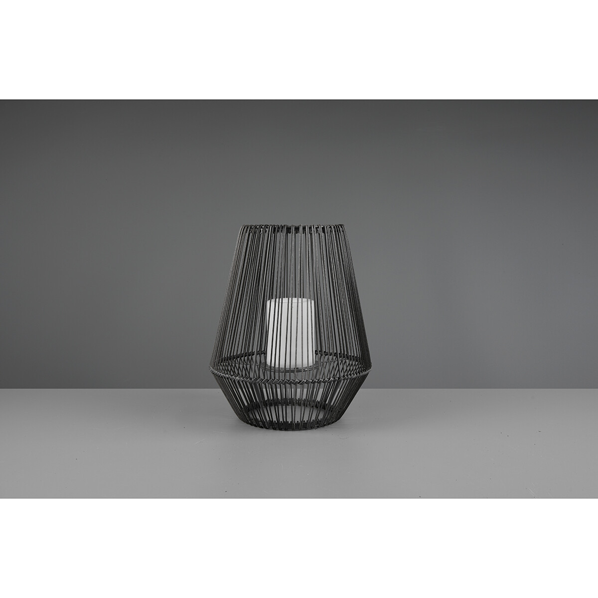 Lampe de Table LED à Énergie Solaire - Trion Minera - Capteur Jour/Nuit - Étanche aux Éclaboussures IP44 - Ovale - Mat Gris - Plastique