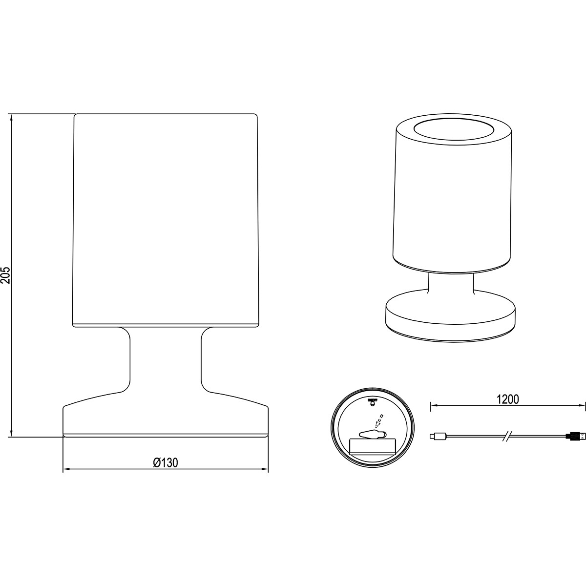 Lampe de Table LED à Énergie Solaire - Lampe de Table Solaire - Trion Silvin - Rechargeable par USB - Blanc Chaud 3000K - Étanche aux Éclaboussures IP44 - Rond - Blanc